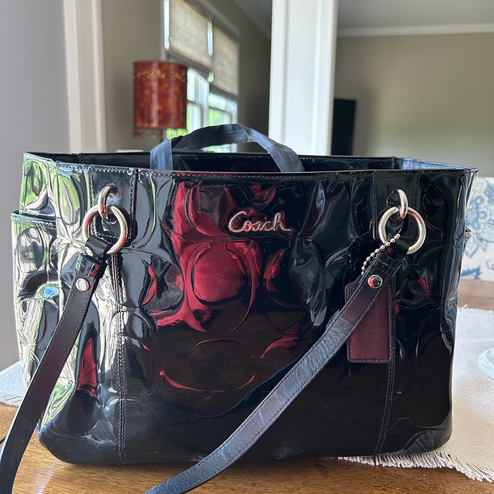 Coach Black Patent Leather Tote